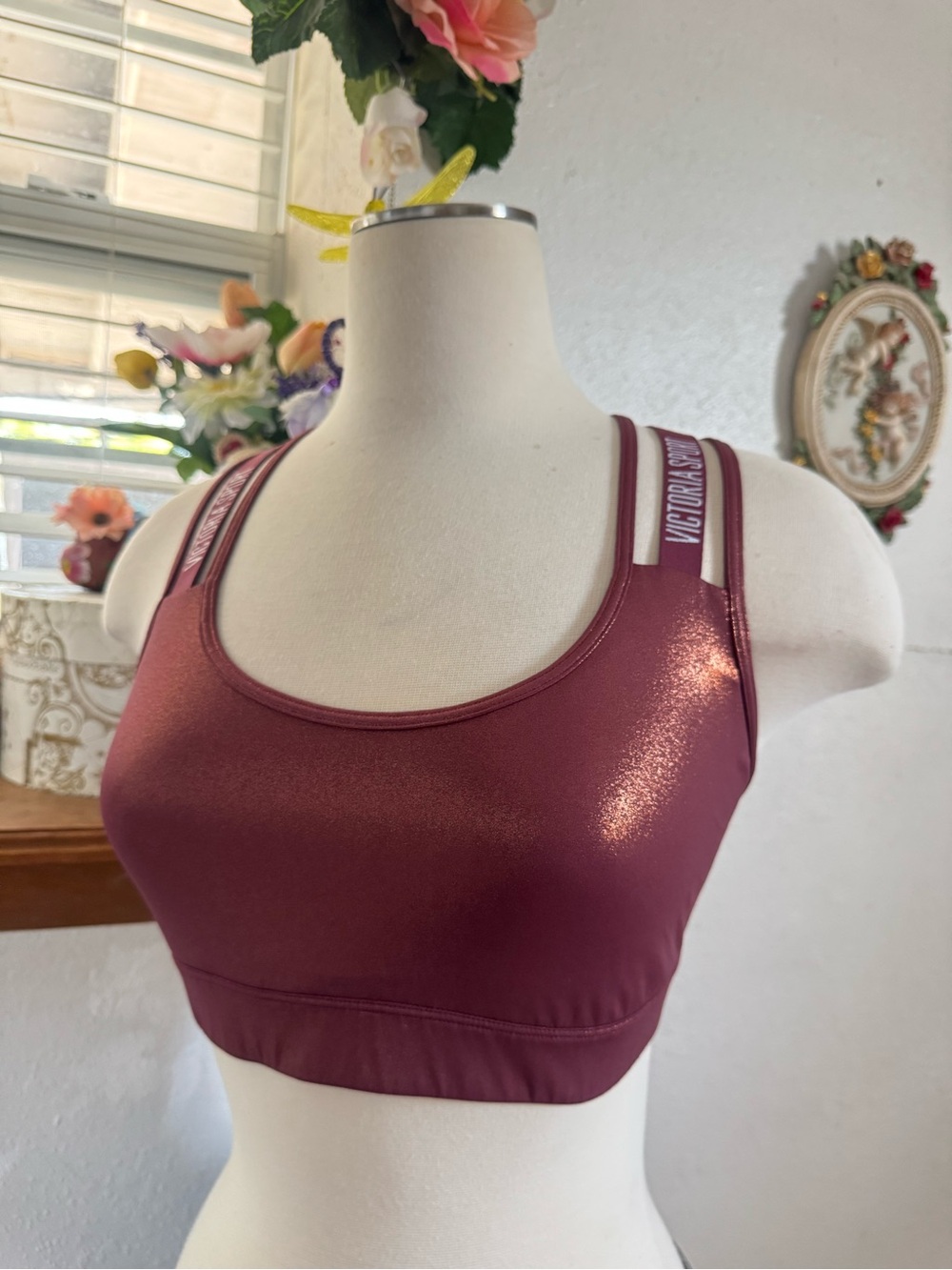 Victoria's Secret Shimmer Sports Bra - Burgundy size medium